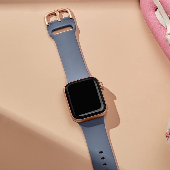 For Apple Watch Series 6 40mm Pin Buckle Silicone Watch Band(Blue Grey)