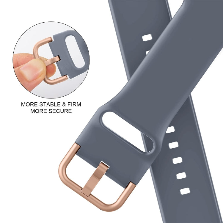For Apple Watch Series 6 44mm Pin Buckle Silicone Watch Band(Blue Grey)