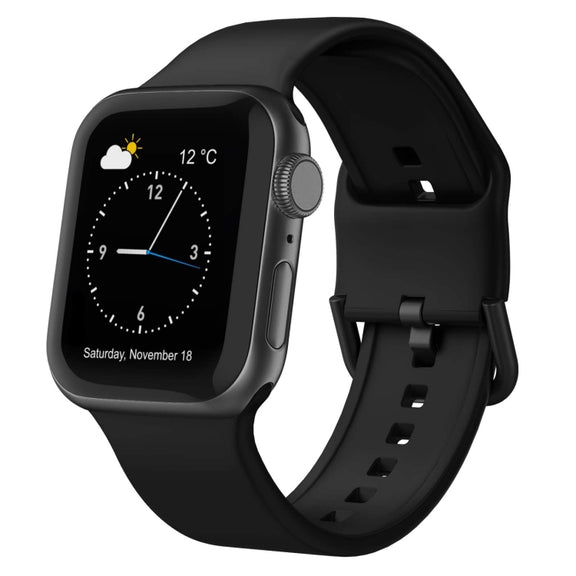 For Apple Watch Series 5 44mm Pin Buckle Silicone Watch Band(Black)