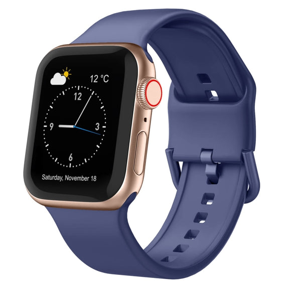 For Apple Watch Series 5 44mm Pin Buckle Silicone Watch Band(Violet Gray)