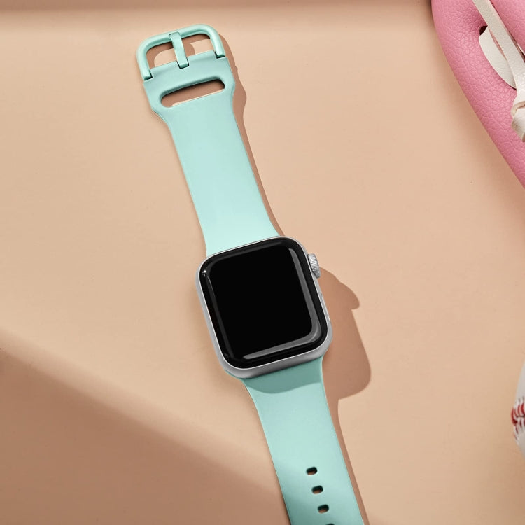 For Apple Watch Series 4 44mm Pin Buckle Silicone Watch Band(Mint Green)