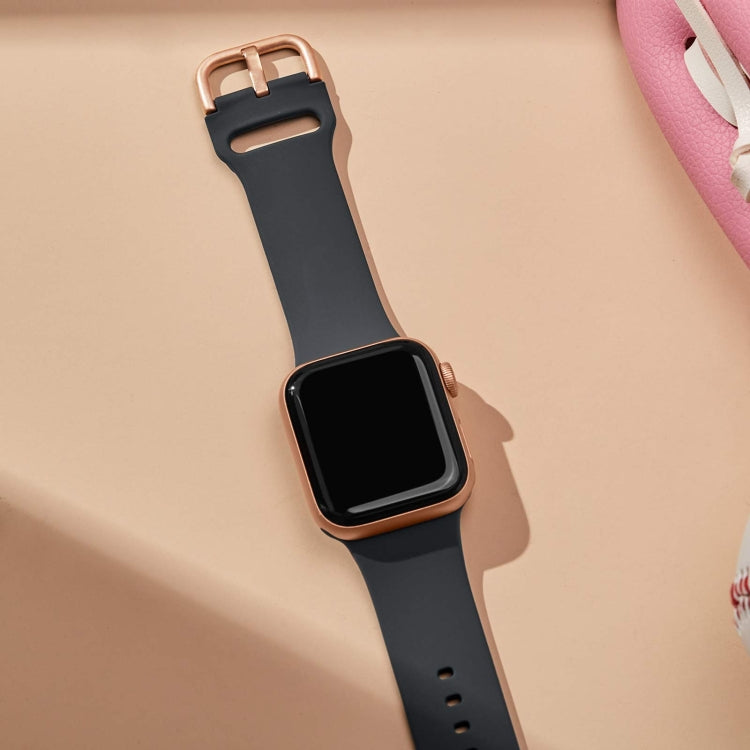 For Apple Watch Series 4 40mm Pin Buckle Silicone Watch Band(Dark Grey)