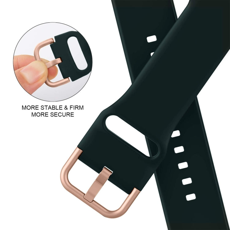 For Apple Watch Series 4 40mm Pin Buckle Silicone Watch Band(Dark Green)
