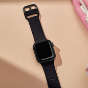 For Apple Watch Series 3 38mm Pin Buckle Silicone Watch Band(Black)