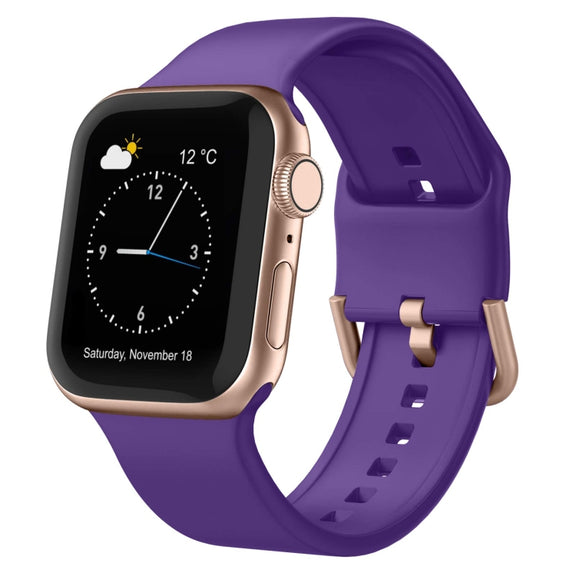 For Apple Watch Series 3 42mm Pin Buckle Silicone Watch Band(Purple)