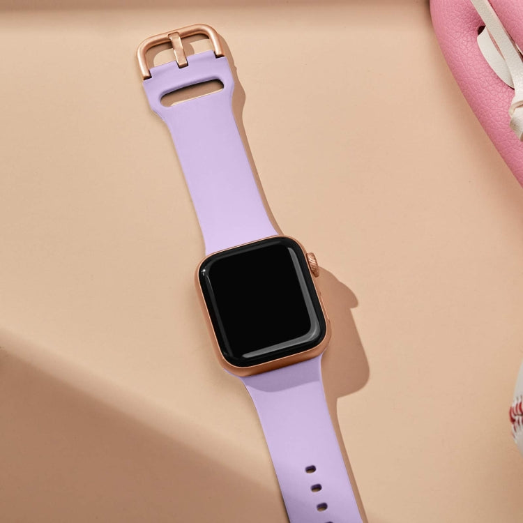 For Apple Watch Series 2 38mm Pin Buckle Silicone Watch Band(Lavender)