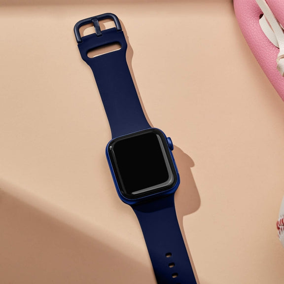 For Apple Watch 42mm Pin Buckle Silicone Watch Band(Midnight Blue)