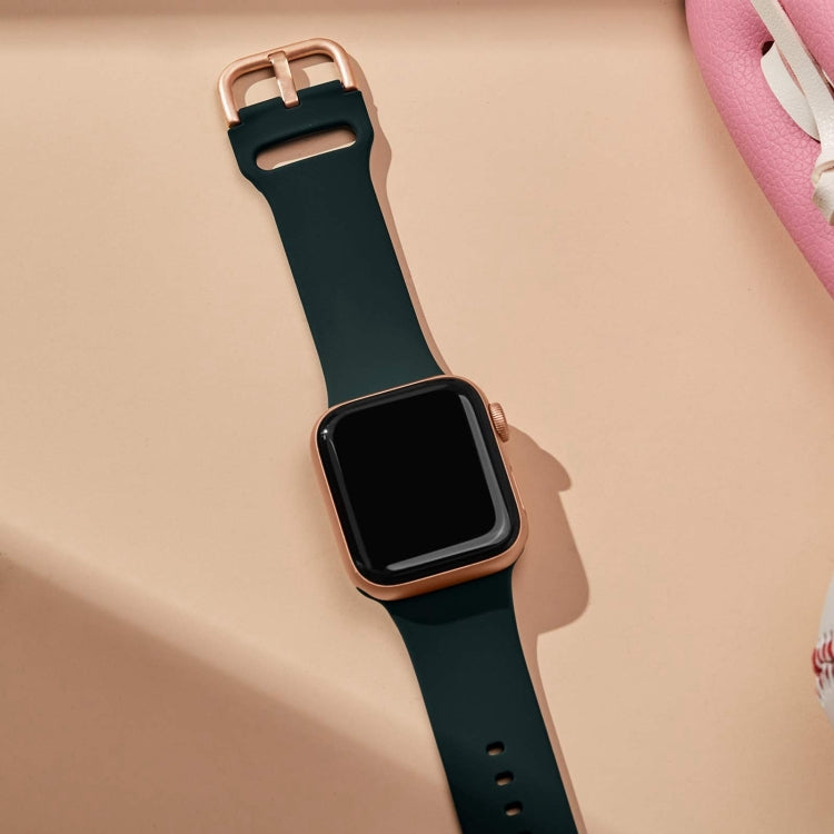 For Apple Watch Ultra 2 49mm Pin Buckle Silicone Watch Band(Dark Green)