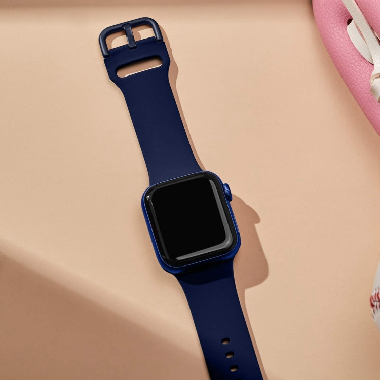 For Apple Watch Ultra 2 49mm Pin Buckle Silicone Watch Band(Midnight Blue)