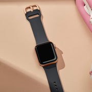 For Apple Watch Series 9 45mm Pin Buckle Silicone Watch Band(Dark Grey)