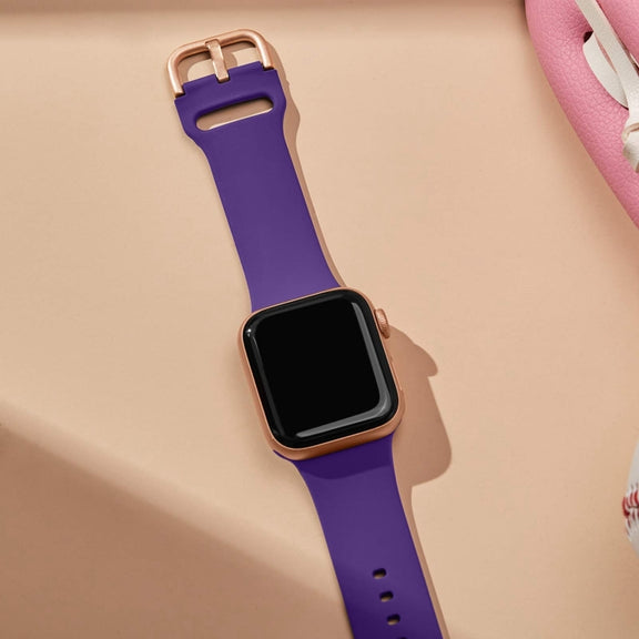 For Apple Watch SE 2023 40mm Pin Buckle Silicone Watch Band(Purple)