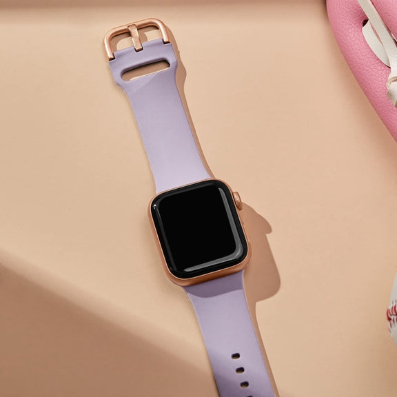 For Apple Watch SE 2023 40mm Pin Buckle Silicone Watch Band(Baby Purple)