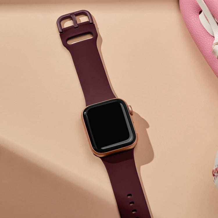 For Apple Watch SE 2023 40mm Pin Buckle Silicone Watch Band(Wine Red)