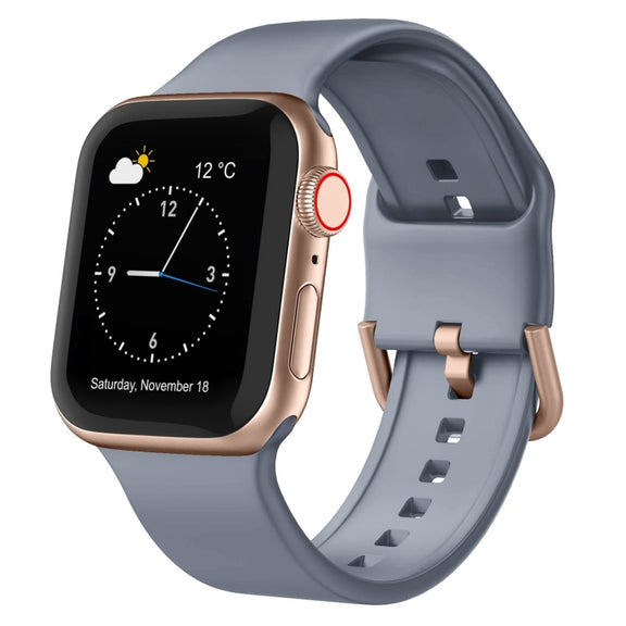 For Apple Watch SE 2023 40mm Pin Buckle Silicone Watch Band(Blue Grey)