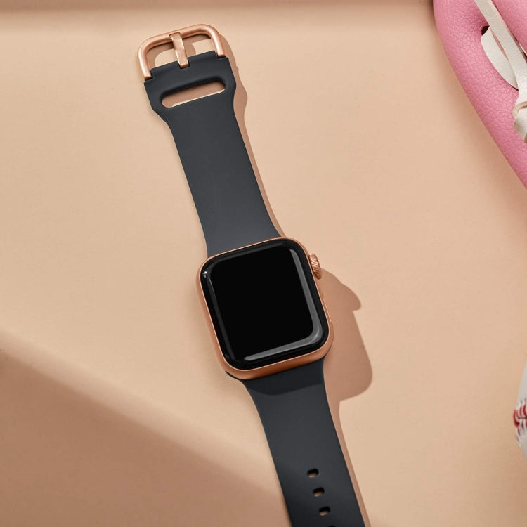 For Apple Watch SE 2023 40mm Pin Buckle Silicone Watch Band(Dark Grey)