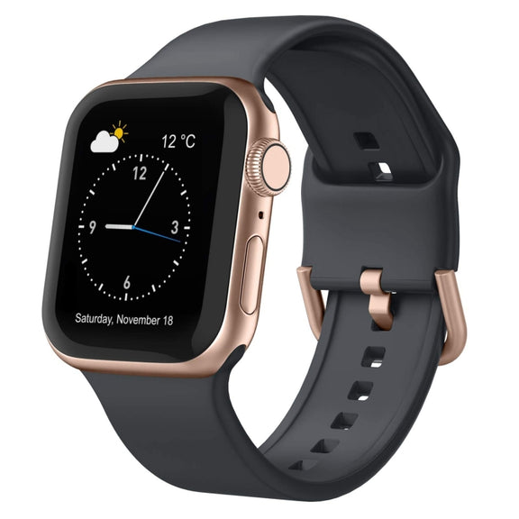 For Apple Watch SE 2023 40mm Pin Buckle Silicone Watch Band(Dark Grey)