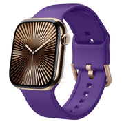 For Apple Watch Series 10 46mm Pin Buckle Silicone Watch Band(Purple)
