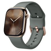 For Apple Watch Series 10 46mm Pin Buckle Silicone Watch Band(Olive)