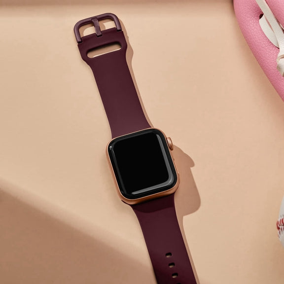 For Apple Watch Series 10 46mm Pin Buckle Silicone Watch Band(Wine Red)