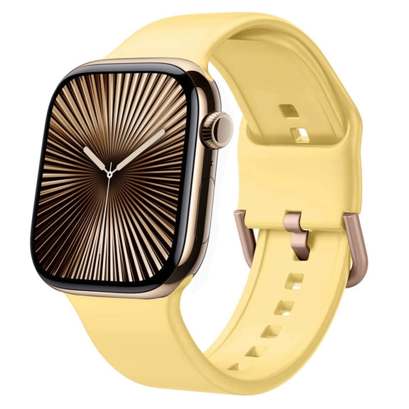 For Apple Watch Series 10 46mm Pin Buckle Silicone Watch Band(Yellow)