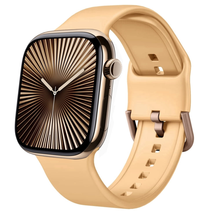 For Apple Watch Series 10 46mm Pin Buckle Silicone Watch Band(Light Orange) - free shipping - PMC TechLife - Order now!
