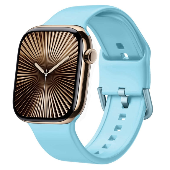 For Apple Watch Series 10 46mm Pin Buckle Silicone Watch Band(Light Blue)