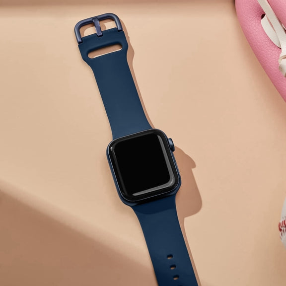 For Apple Watch Series 10 42mm Pin Buckle Silicone Watch Band(Abyss Blue)