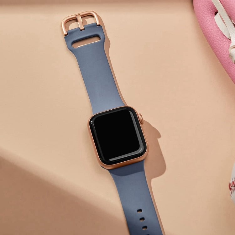 For Apple Watch Series 10 42mm Pin Buckle Silicone Watch Band(Blue Grey)