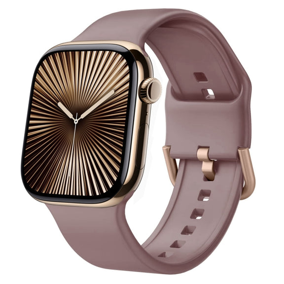 For Apple Watch Series 10 42mm Pin Buckle Silicone Watch Band(Smoked Purple)