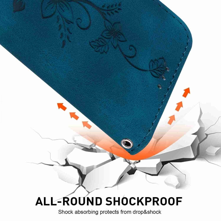 For Motorola Edge 2024 Lily Embossed Leather Phone Case(Dark Blue) - Motorola Cases by PMC Jewellery | Online Shopping South Africa | PMC Jewellery | Buy Now Pay Later Mobicred