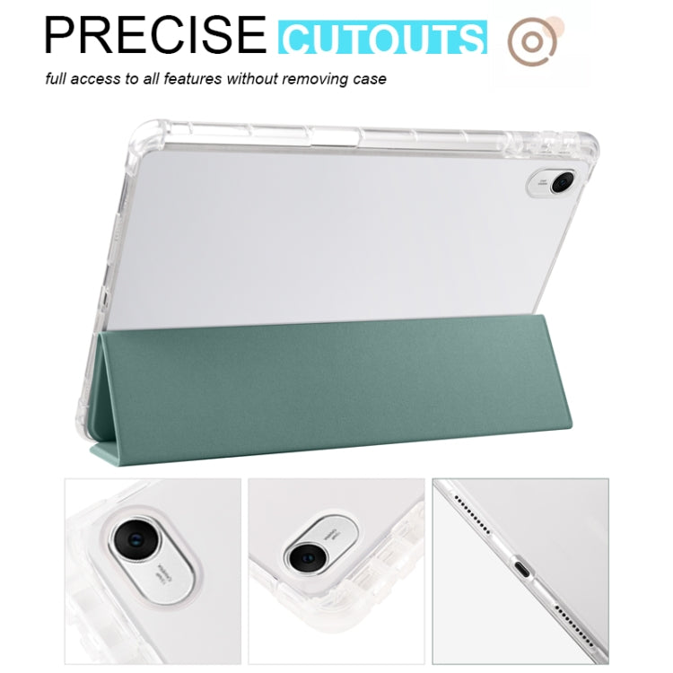 For Huawei MatePad 11.5 2023 3-folding Transparent TPU Smart Leather Tablet Case(Dark Night Green) - Huawei by PMC TechLife | Online Shopping South Africa | PMC TechLife | Buy Now Pay Later Mobicred