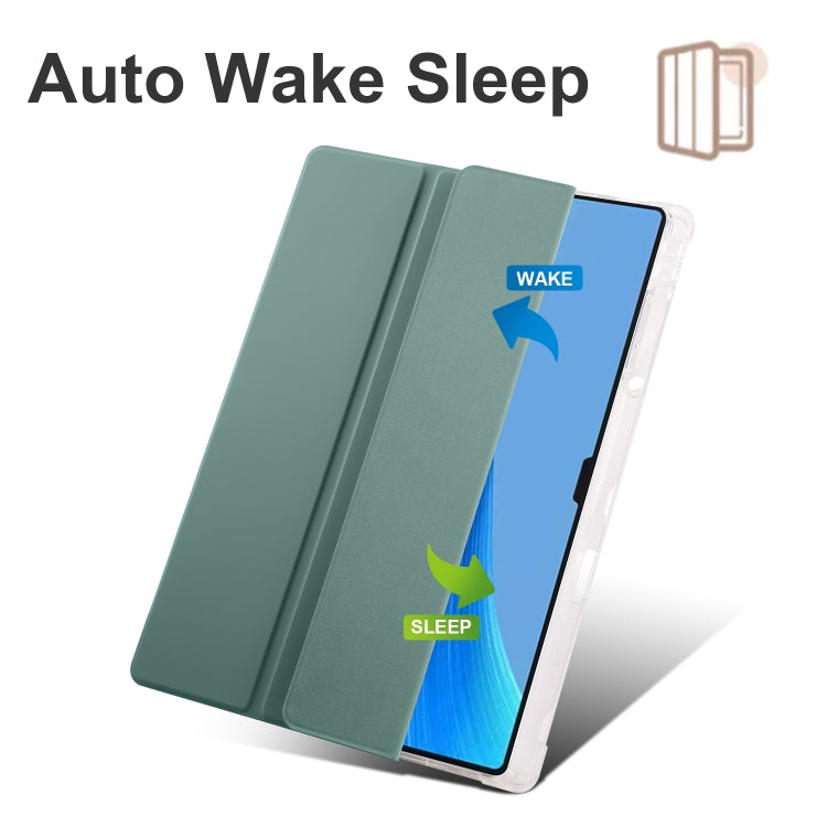 For Huawei MatePad Pro 13.2 2023 3-folding Transparent TPU Smart Leather Tablet Case(Dark Night Green) - Huawei by PMC TechLife | Online Shopping South Africa | PMC TechLife