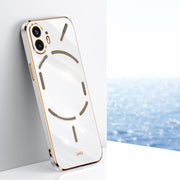 For Nothing Phone 2 XINLI Straight Edge 6D Electroplate TPU Phone Case(White)