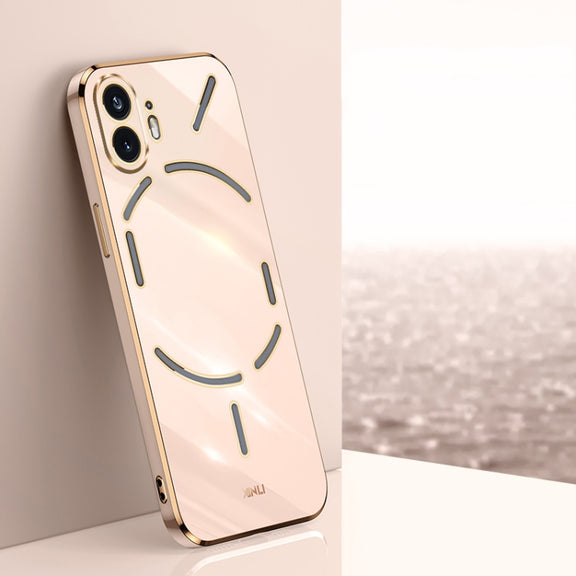 For Nothing Phone 2 XINLI Straight Edge 6D Electroplate TPU Phone Case(Pink)