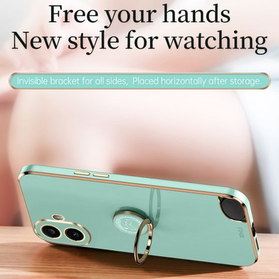 For Nothing CMF Phone 1 XINLI Straight Edge 6D Electroplate TPU Phone Case with Ring Holder(Mint Green)
