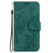 For iPhone 16e Little Tiger Embossed Leather Phone Case(Green)