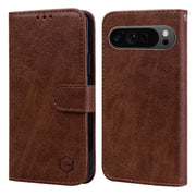 For Google Pixel 9 Pro Skin Feeling Oil Leather Texture PU + TPU Phone Case(Brown)