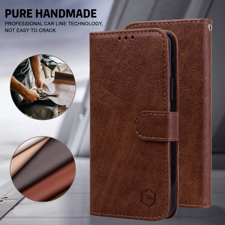 For Google Pixel 9 Pro Skin Feeling Oil Leather Texture PU + TPU Phone Case(Brown)