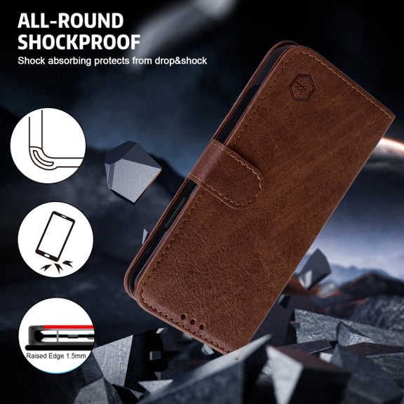 For Google Pixel 9 Pro Skin Feeling Oil Leather Texture PU + TPU Phone Case(Brown)