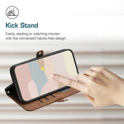 For iPhone 16 Side Buckle Double Fold Hand Strap Leather Phone Case(Brown)