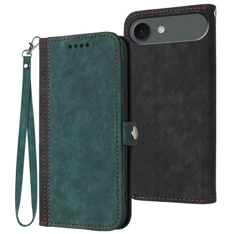 For iPhone 17 Air Side Buckle Double Fold Hand Strap Leather Phone Case(Dark Green) - free shipping - PMc TechLife - Order now!