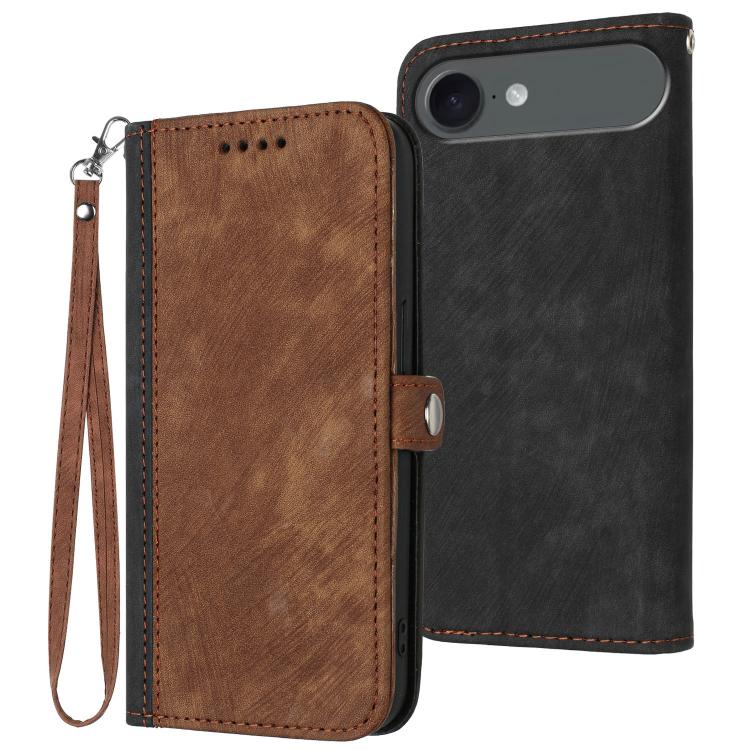 For iPhone 17 Air Side Buckle Double Fold Hand Strap Leather Phone Case(Brown) - free shipping - PMc TechLife - Order now!