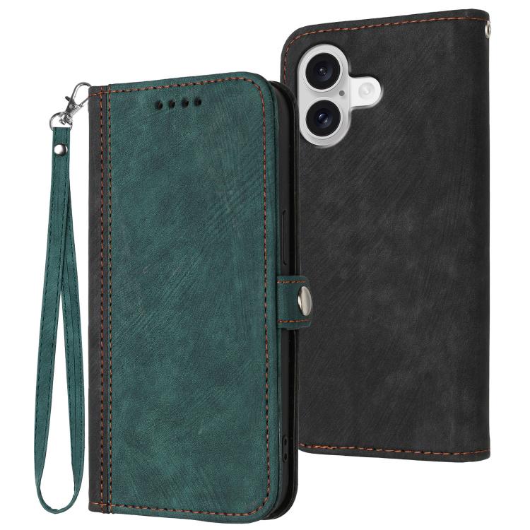 For iPhone 17 Side Buckle Double Fold Hand Strap Leather Phone Case(Dark Green) - free shipping - PMc TechLife - Order now!