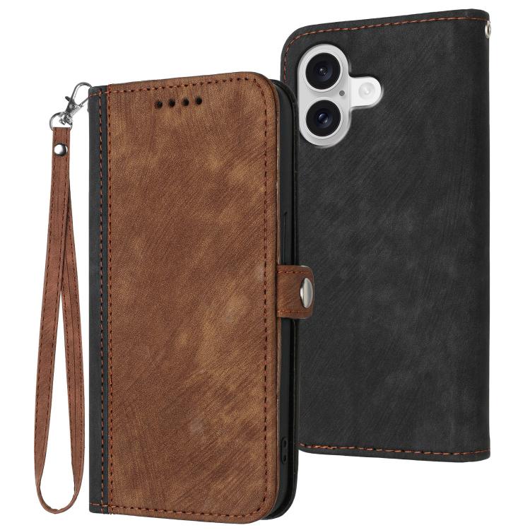 For iPhone 17 Side Buckle Double Fold Hand Strap Leather Phone Case(Brown) - free shipping - PMc TechLife - Order now!
