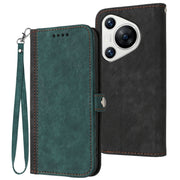 For Huawei Pura 70 Pro/70 Pro+ Side Buckle Double Fold Hand Strap Leather Phone Case(Dark Green)