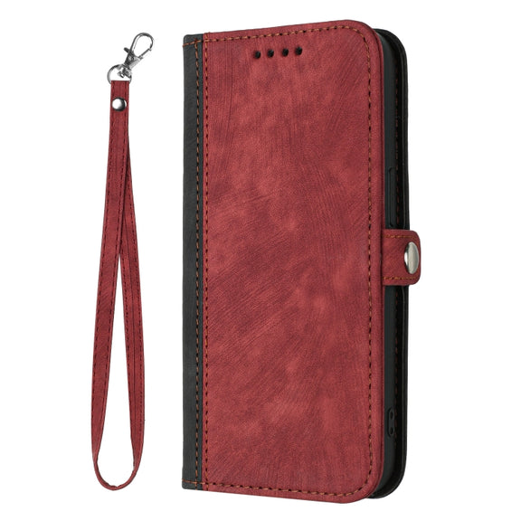 For Huawei Pura 70 Side Buckle Double Fold Hand Strap Leather Phone Case(Red)