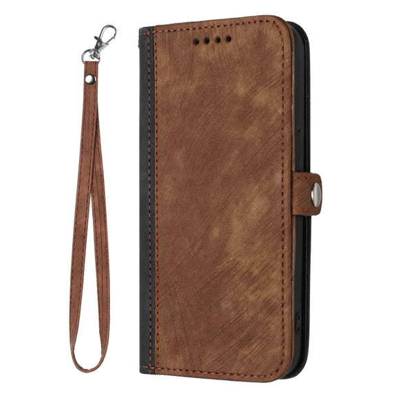 For Huawei Pura 70 Side Buckle Double Fold Hand Strap Leather Phone Case(Brown)