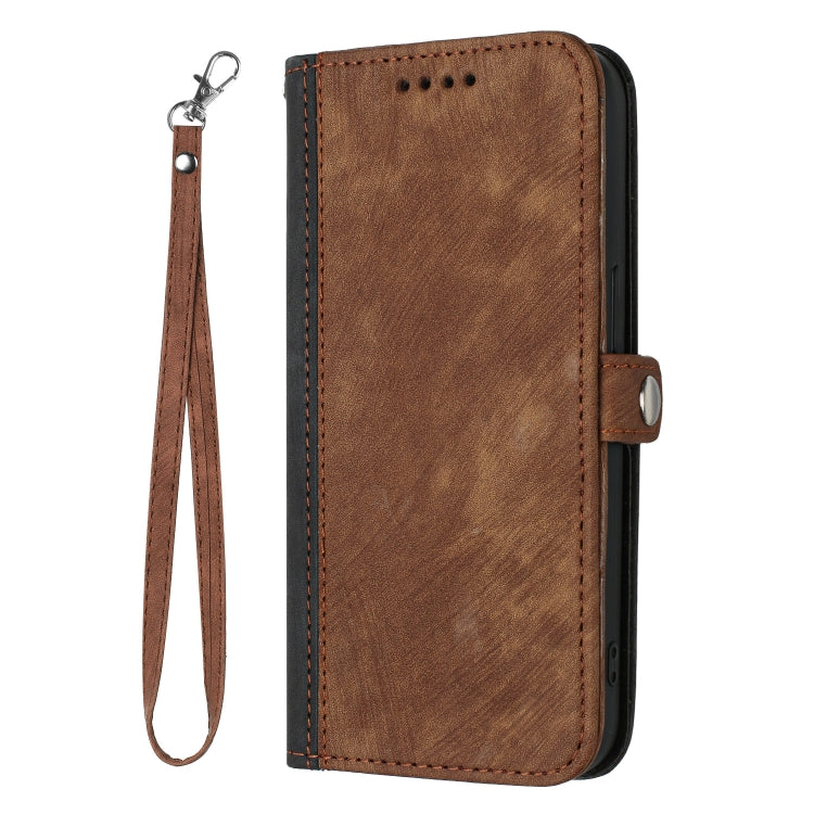 For Huawei Pura 70 Side Buckle Double Fold Hand Strap Leather Phone Case(Brown)