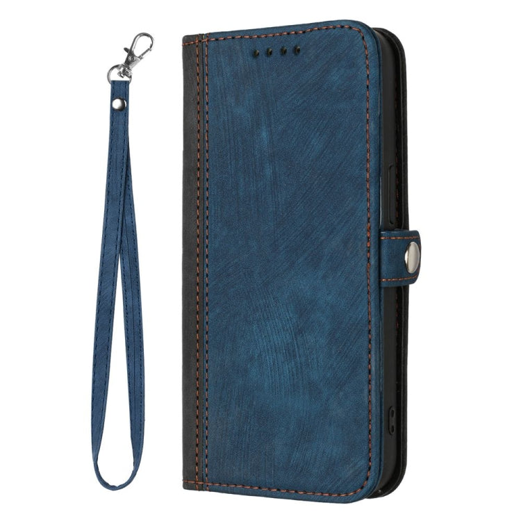 For Motorola Edge 5G 2024 Side Buckle Double Fold Hand Strap Leather Phone Case(Royal Blue)