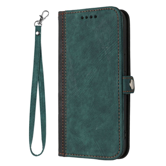 For Motorola Moto G Power 5G 2024 Side Buckle Double Fold Hand Strap Leather Phone Case(Dark Green)